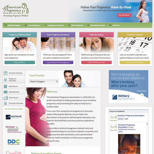 Web Design Portfolio - American Pregnancy Association